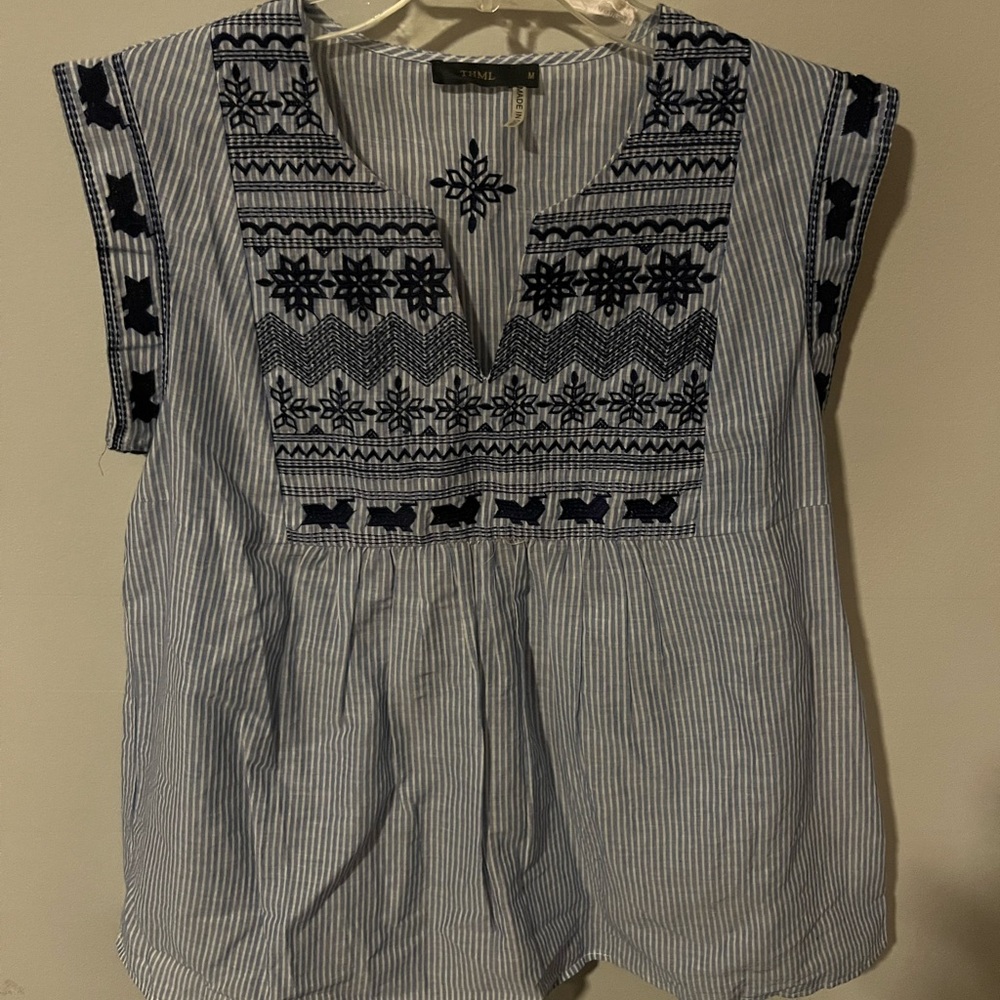 Blue Embroidered Women's Top - HTNL
